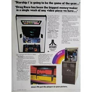 Starship 1 Drag Race Triple Hunt Arcade Magazine AD Video Game Art 1977